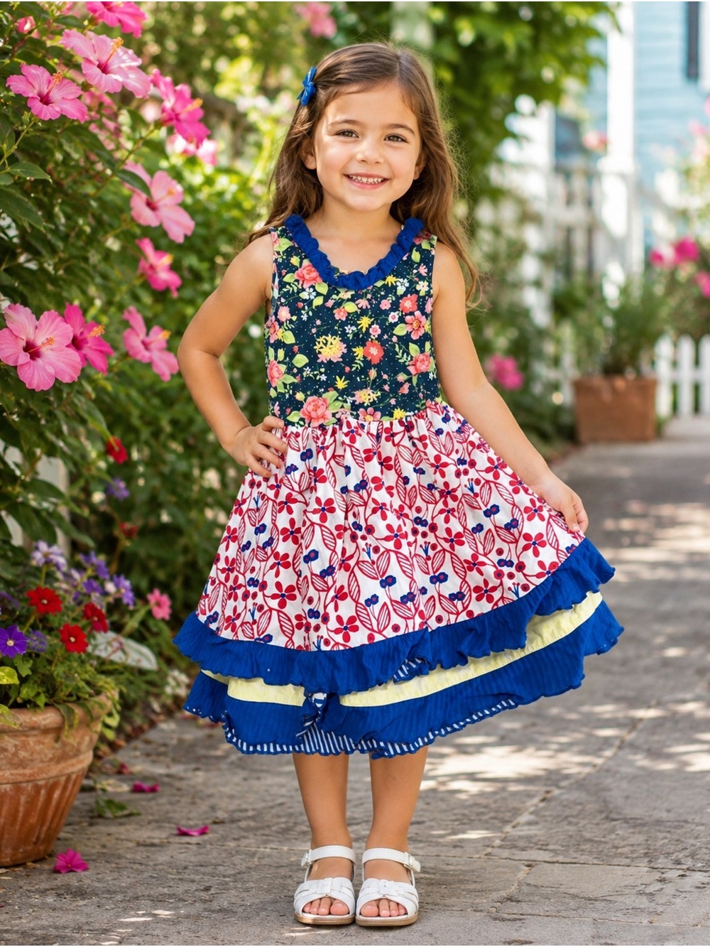 Matilda Jane Girls Size 4 Floral Dress NWOT Discontinued Print Boutique Ruffle